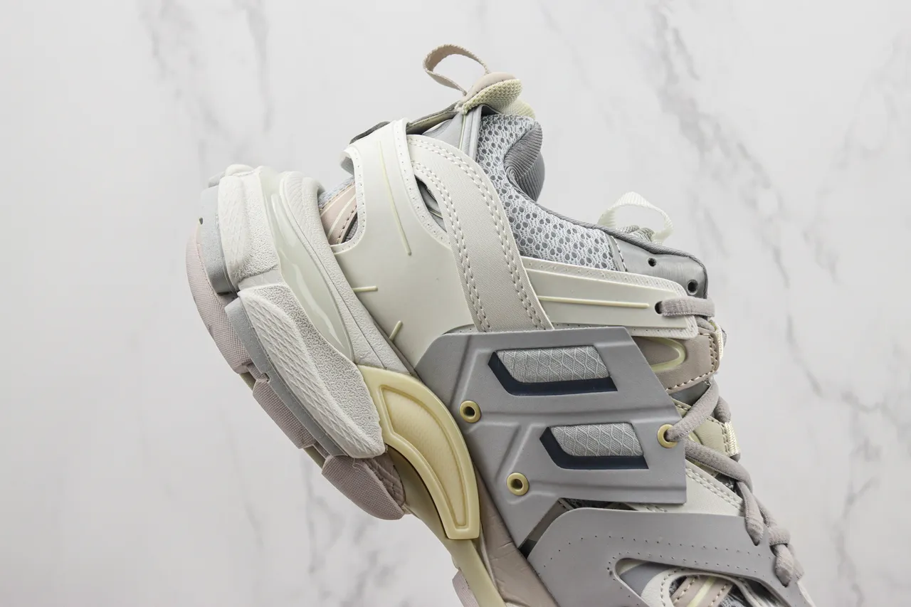 Balenciaga Gray Beige Oversized Cage-Overlay Chunky Sneakers 5