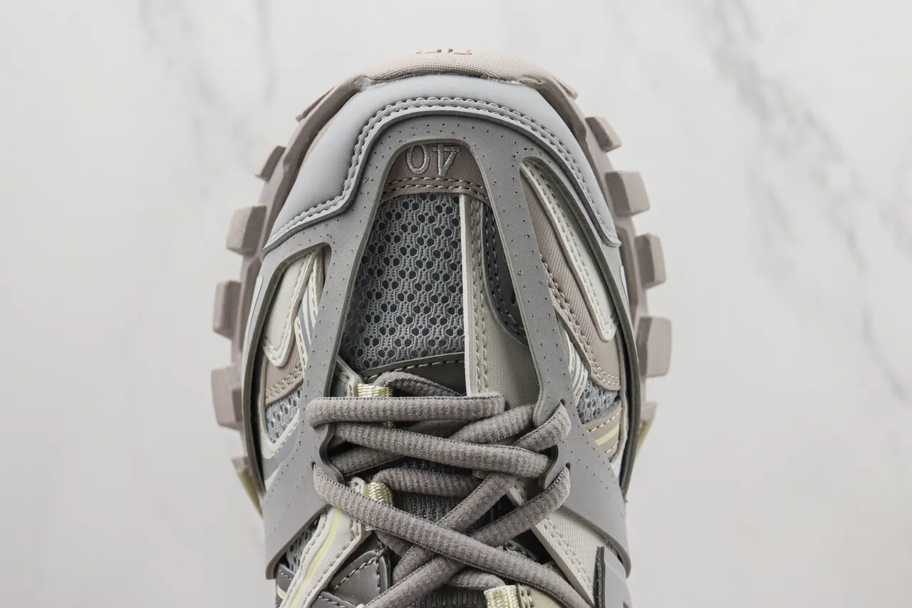 Balenciaga Gray Beige Oversized Cage-Overlay Chunky Sneakers 6