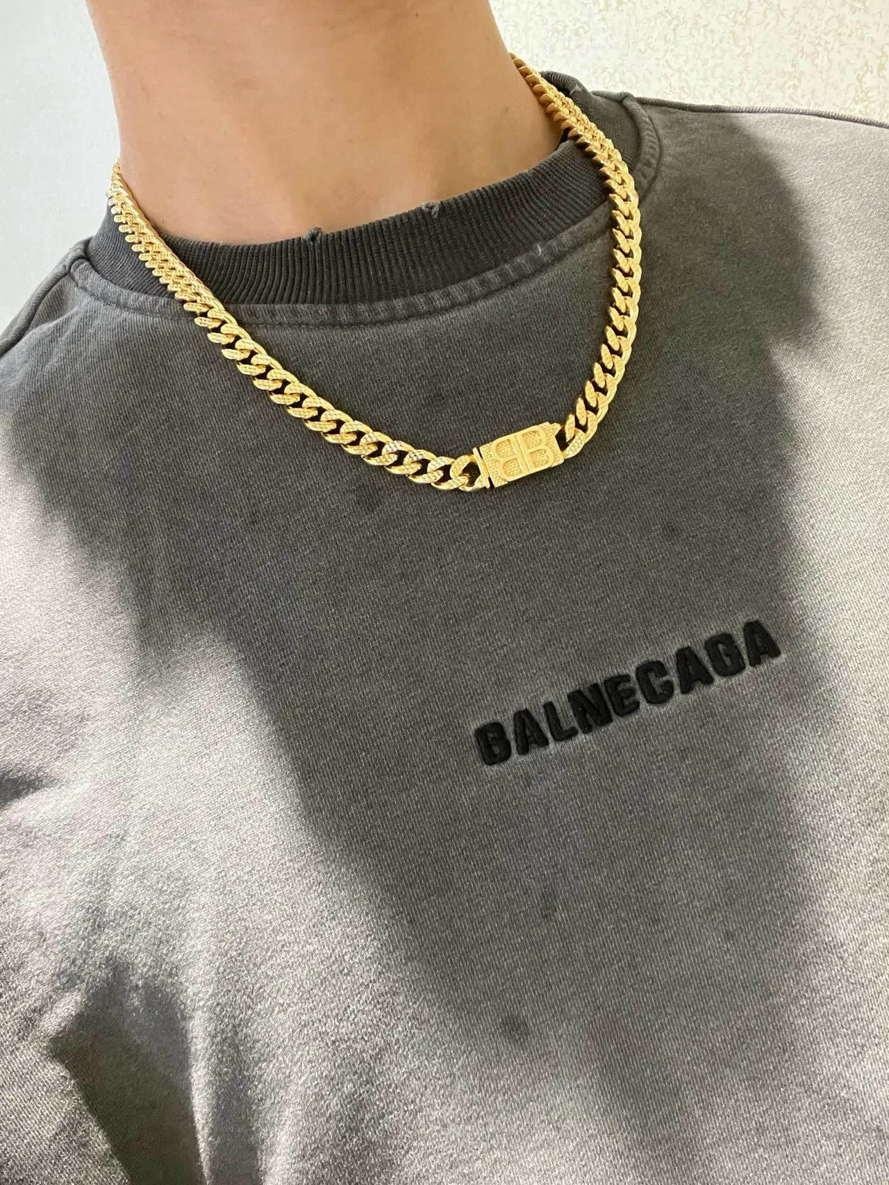 Collier Balenciaga Logo Chain Or 4