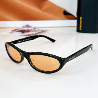 Balenciaga Narrow Cat-Eye Amber Lens Sunglasses