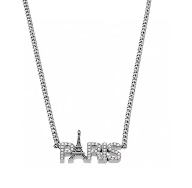 Balenciaga Paris Crystal Letter Pendant Necklace 6