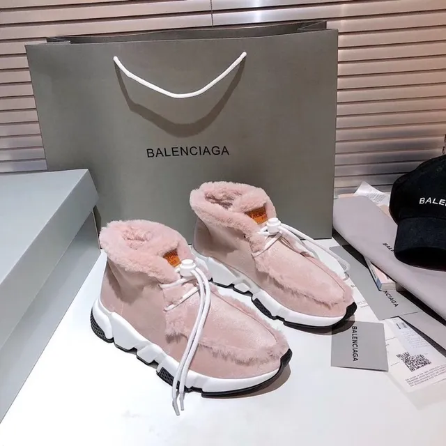 Balenciaga حذاء رياضي سميك وردي أبيض عالي الارتفاع مبطن بجلد الغنم 3