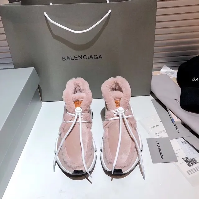 Balenciaga حذاء رياضي سميك وردي أبيض عالي الارتفاع مبطن بجلد الغنم 7