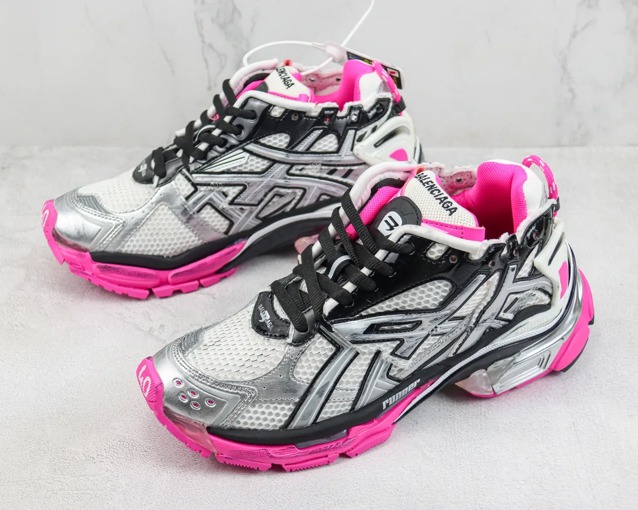 Balenciaga Runner Silver Black Pink Chunky Sneakers 4