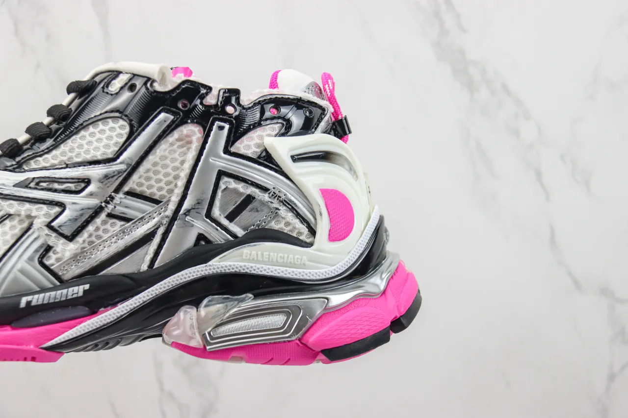 Balenciaga Runner Silver Black Pink Chunky Sneakers 7