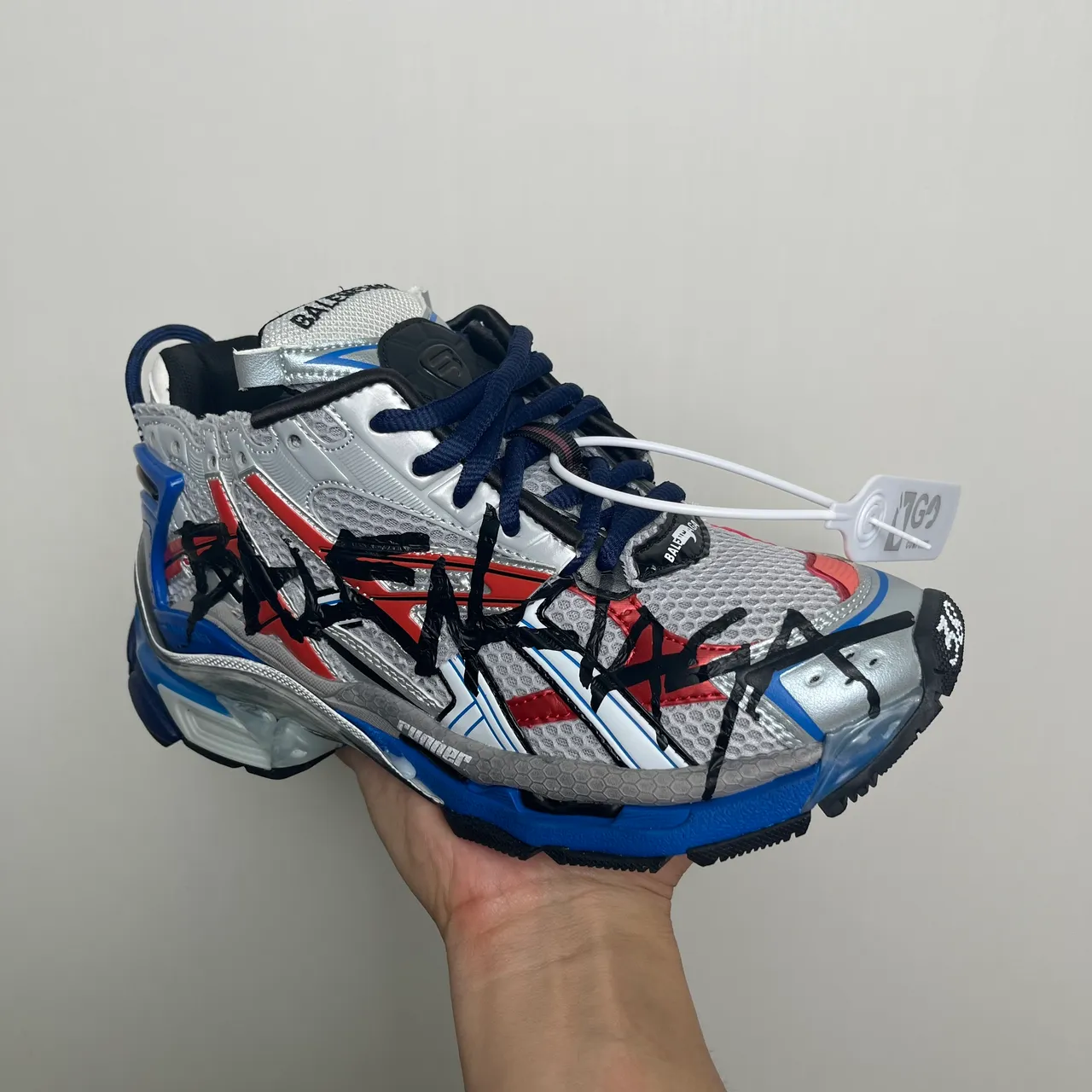 Balenciaga Runner Silver Blue Red Black Chunky Sneakers 3