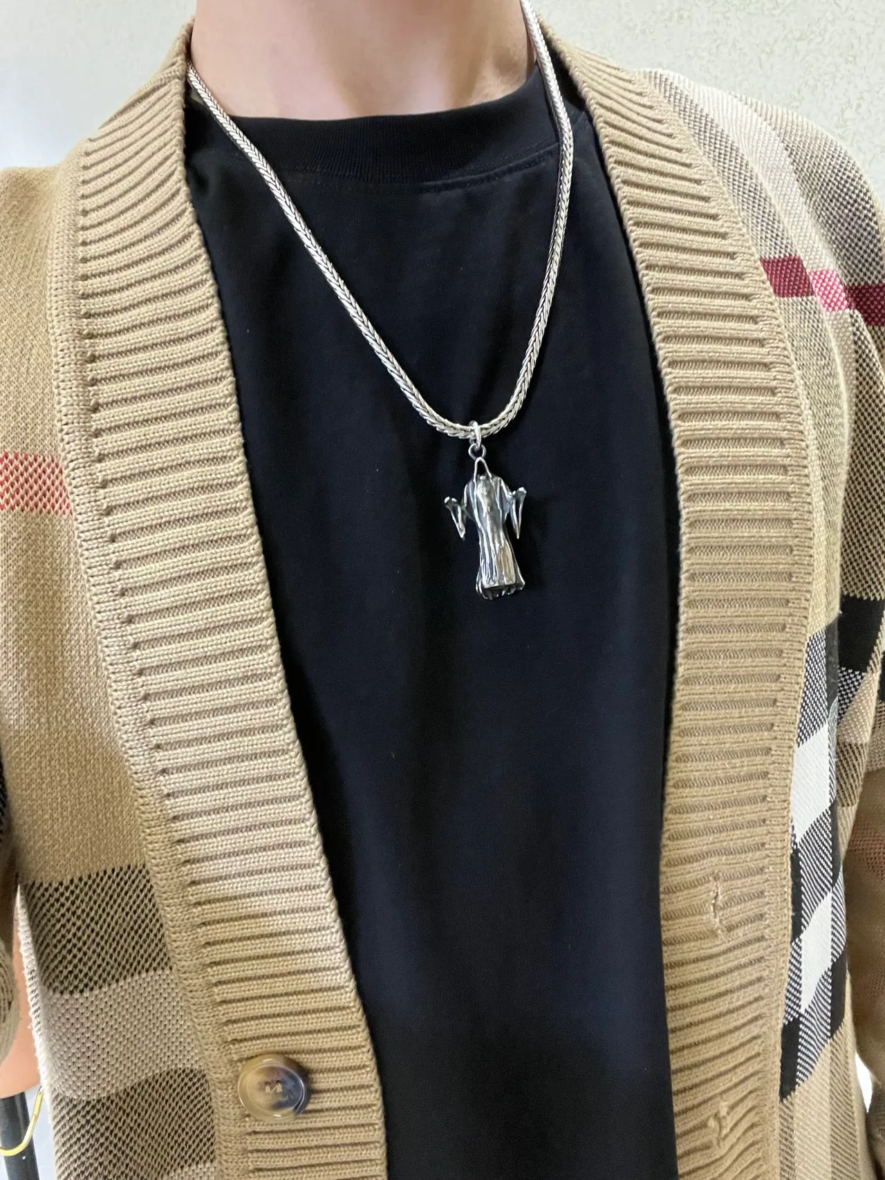 Balenciaga Chaîne de serpent tressée en argent figure sculpturale robee pendentif bijoux 2