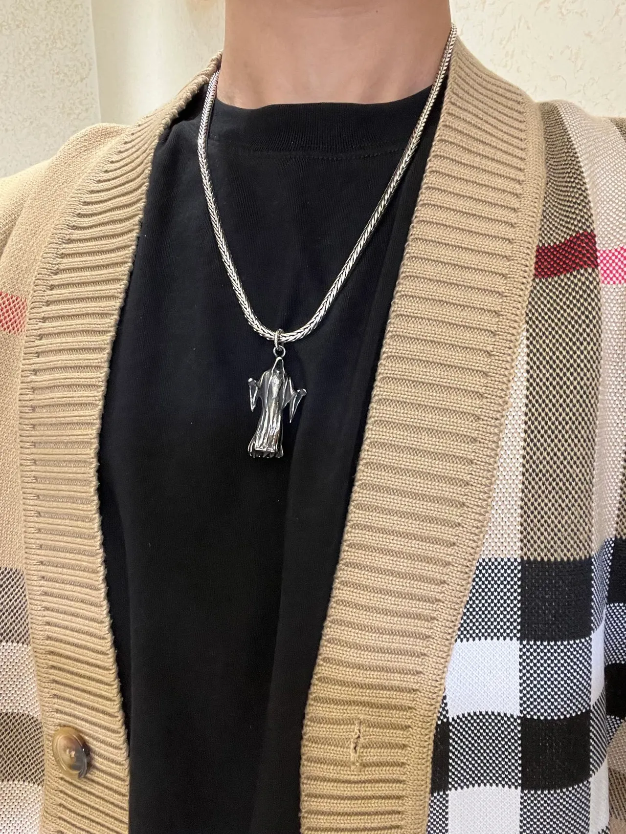 Balenciaga Chaîne de serpent tressée en argent figure sculpturale robee pendentif bijoux 4