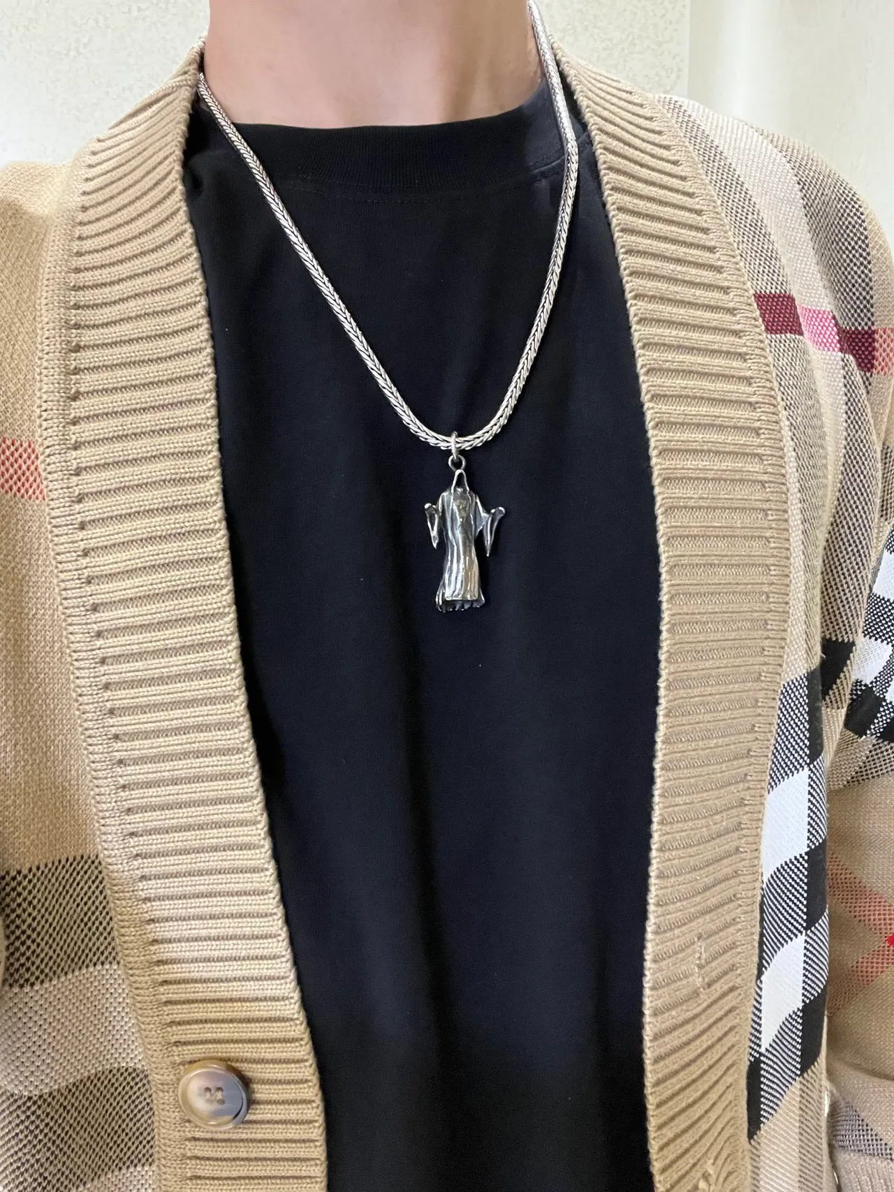 Balenciaga Chaîne de serpent tressée en argent figure sculpturale robee pendentif bijoux 7