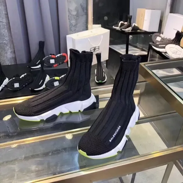 Balenciaga Speed Trainer tênis lifestyle em preto e amarelo neón 2