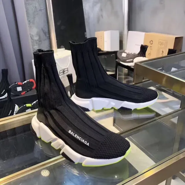 Balenciaga Speed Trainer tênis lifestyle em preto e amarelo neón 5