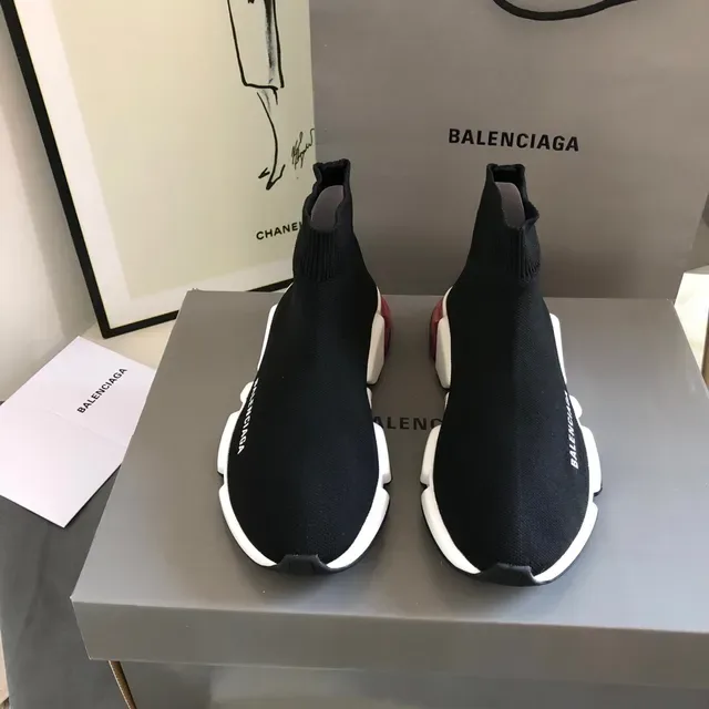 Balenciaga Speed Trainer Black White Red حذاء رياضي للأسلوب الحياتي 3
