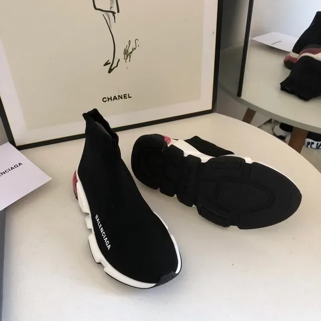 Balenciaga Speed Trainer Black White Red حذاء رياضي للأسلوب الحياتي 4