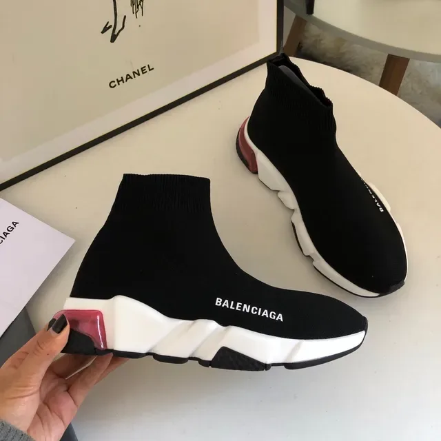 Balenciaga Speed Trainer Black White Red حذاء رياضي للأسلوب الحياتي 5