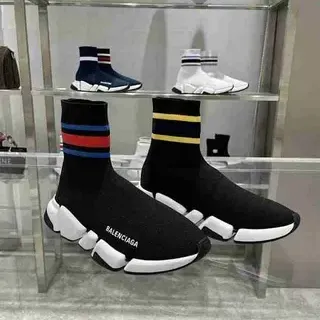 Balenciaga Speed Trainer Black White حذاء أسلوب حياة بنمط الجوارب من الخرز