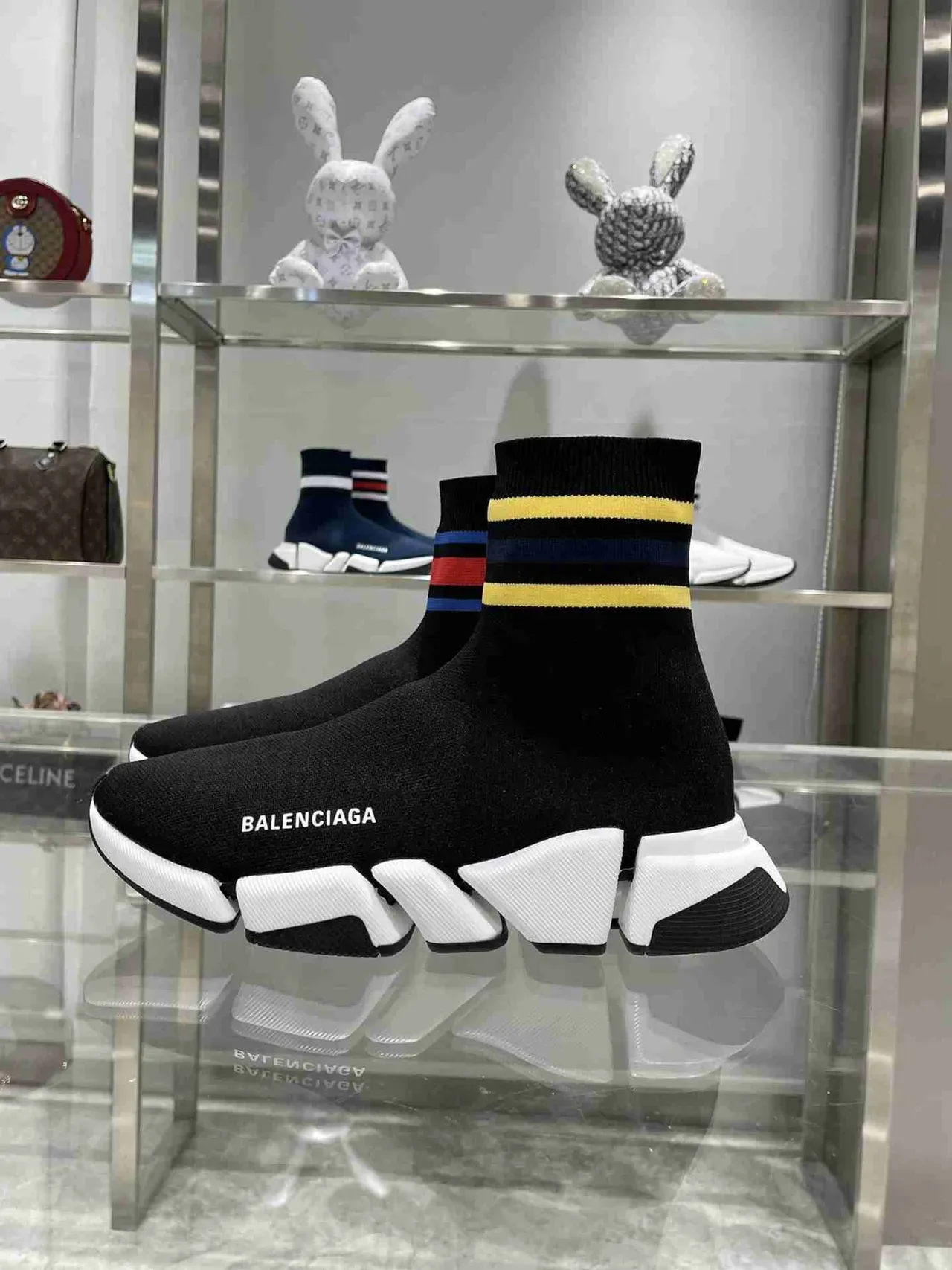 Balenciaga Speed Trainer Black White baskets lifestyle en maille avec ajustement chaussette 7