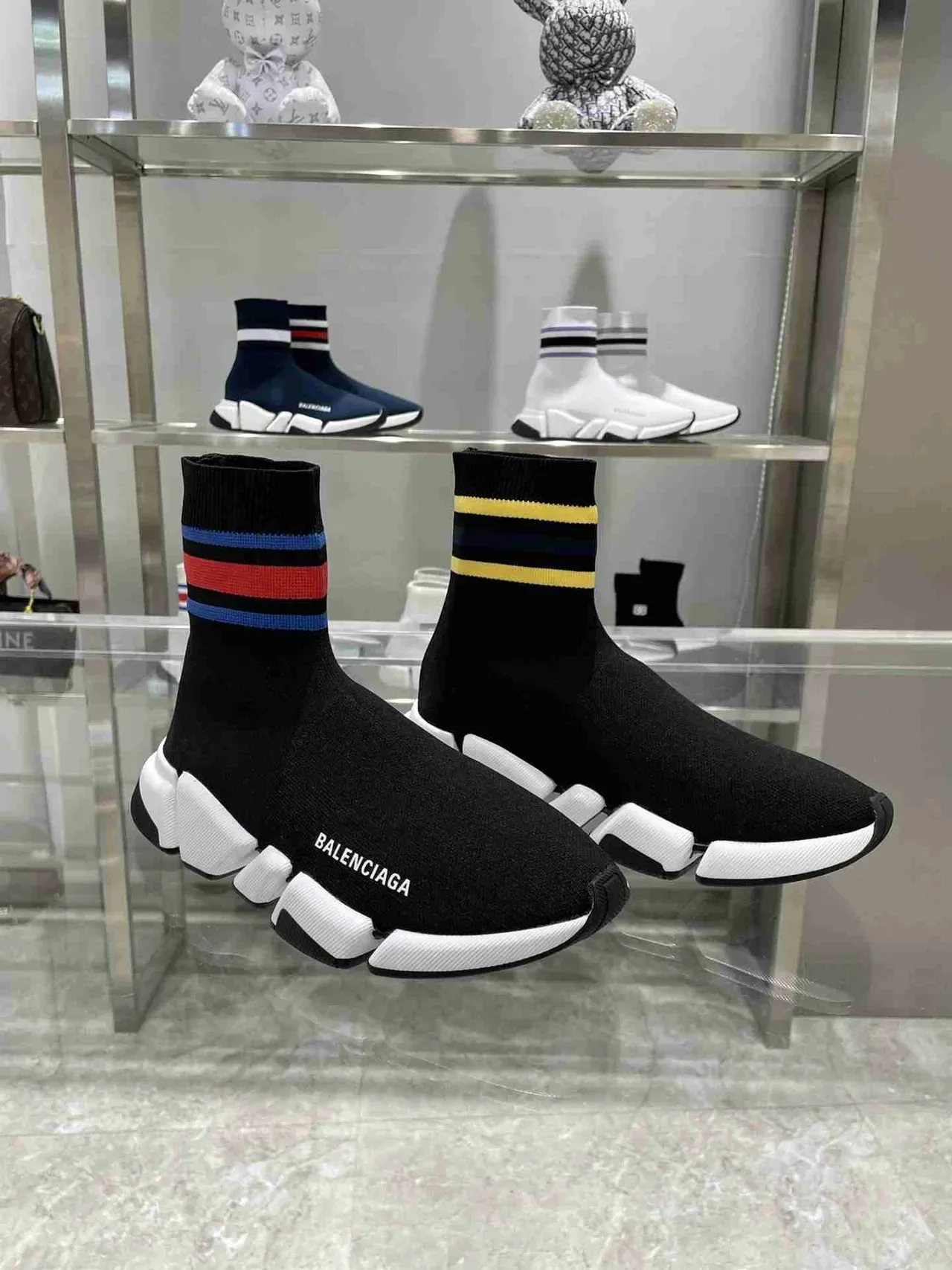 Balenciaga Speed Trainer Black White baskets lifestyle en maille avec ajustement chaussette 10