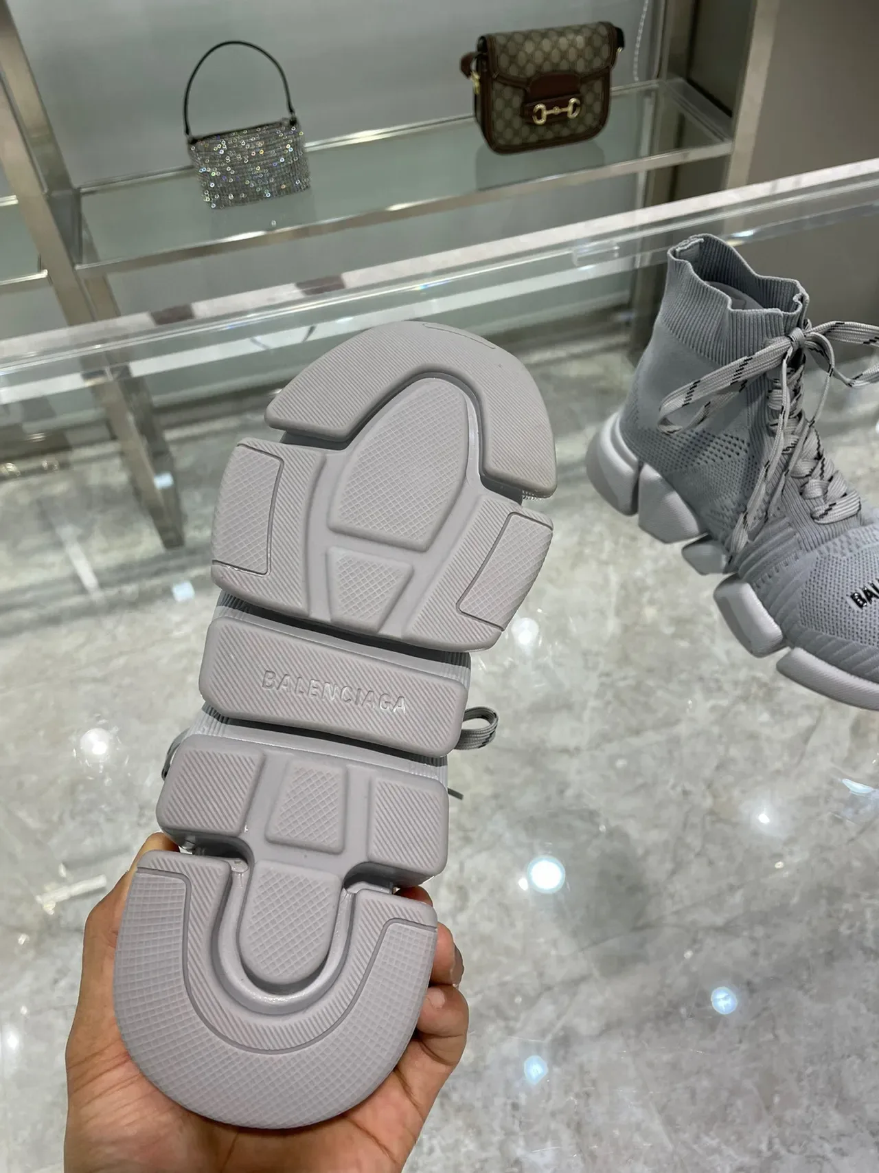 Balenciaga Speed Trainer Gray Knit Lifestyle Sneakers 2