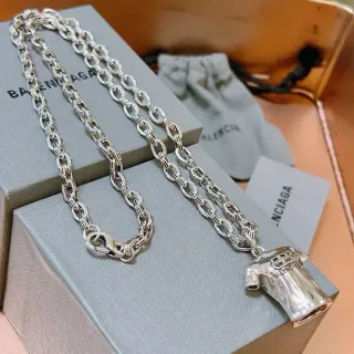 Balenciaga T-Shirt Silver Chunky Link Chain Pendant Necklace