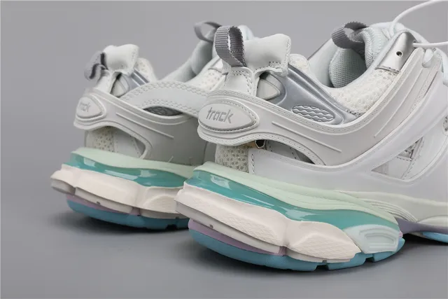 Balenciaga Track حذاء أبيض أزرق فاتح لافندر سميكة حذاء رياضي 2