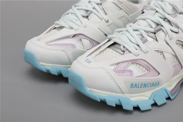 Balenciaga Track حذاء أبيض أزرق فاتح لافندر سميكة حذاء رياضي 4