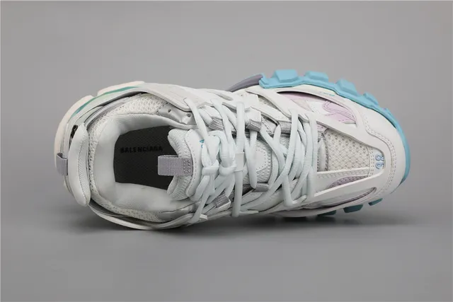 Balenciaga Track حذاء أبيض أزرق فاتح لافندر سميكة حذاء رياضي 7