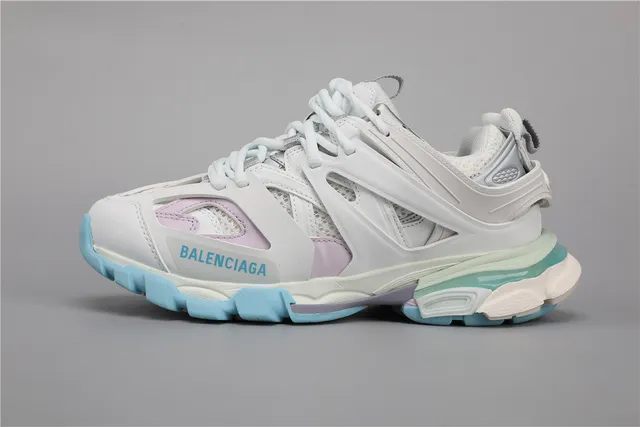 Balenciaga Track حذاء أبيض أزرق فاتح لافندر سميكة حذاء رياضي 9