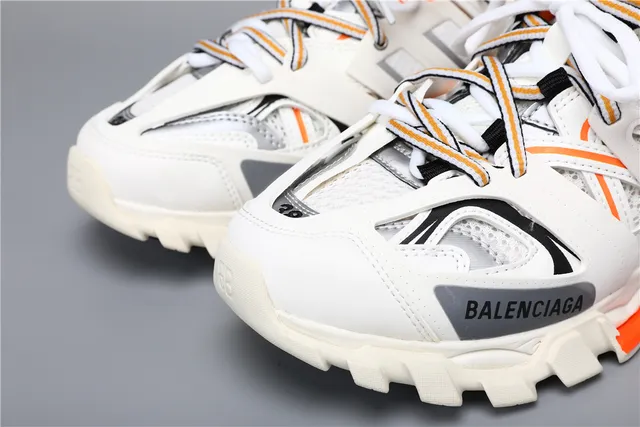 Balenciaga Track Tênis Brancos Laranja Vermelho Grossos 4