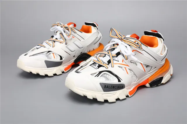 Balenciaga Track Tênis Brancos Laranja Vermelho Grossos 5