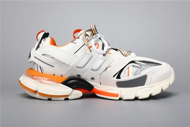 Balenciaga Track Tênis Brancos Laranja Vermelho Grossos 8