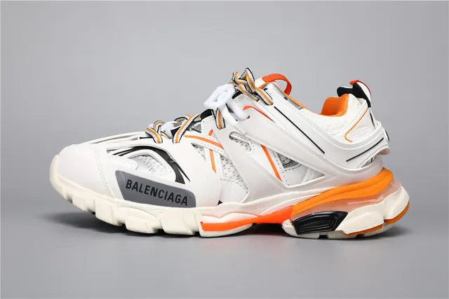 Balenciaga Track Tênis Brancos Laranja Vermelho Grossos 9