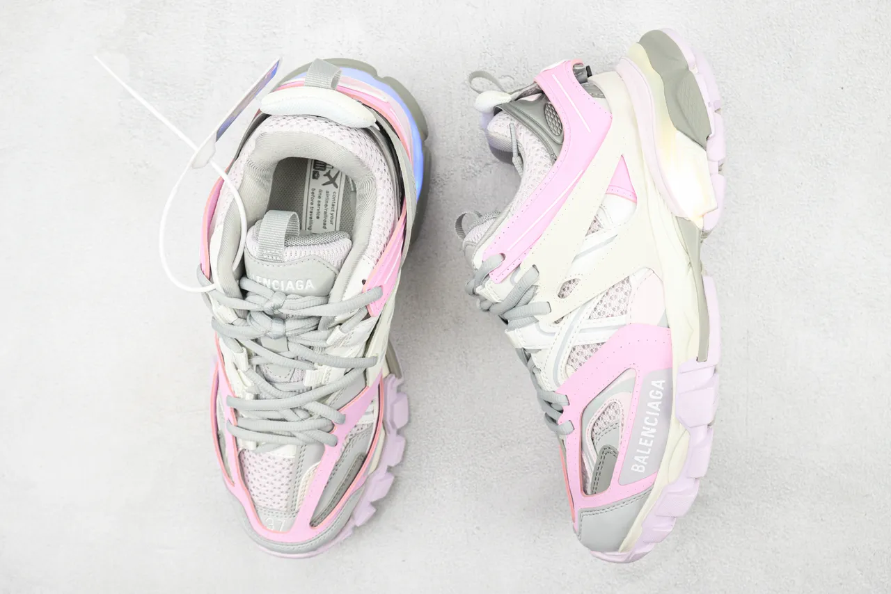 Balenciaga Track Trainer Tênis chunky rosa cinza 3