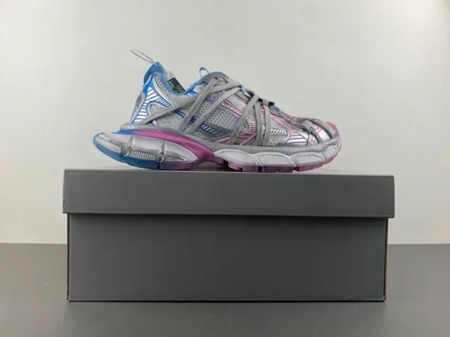Balenciaga Track Trainer Silver Gray Pink Blue Chunky Sneakers 14