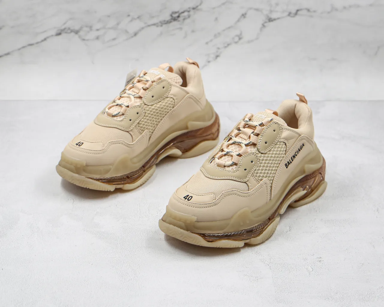 Balenciaga Triple S Beige and Translucent Amber tênis chunky 6