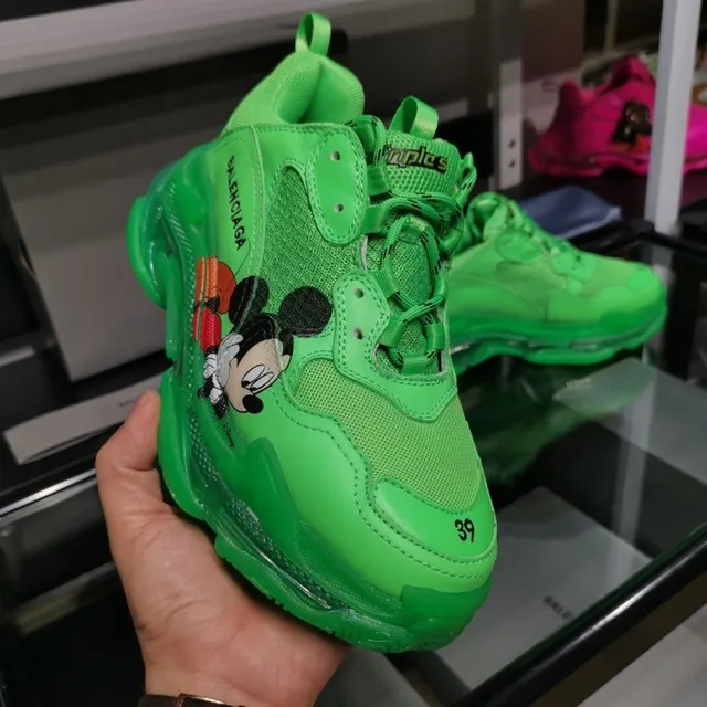 Balenciaga Triple S Sneakers Vert Néon Mickey Mouse Chunky 2