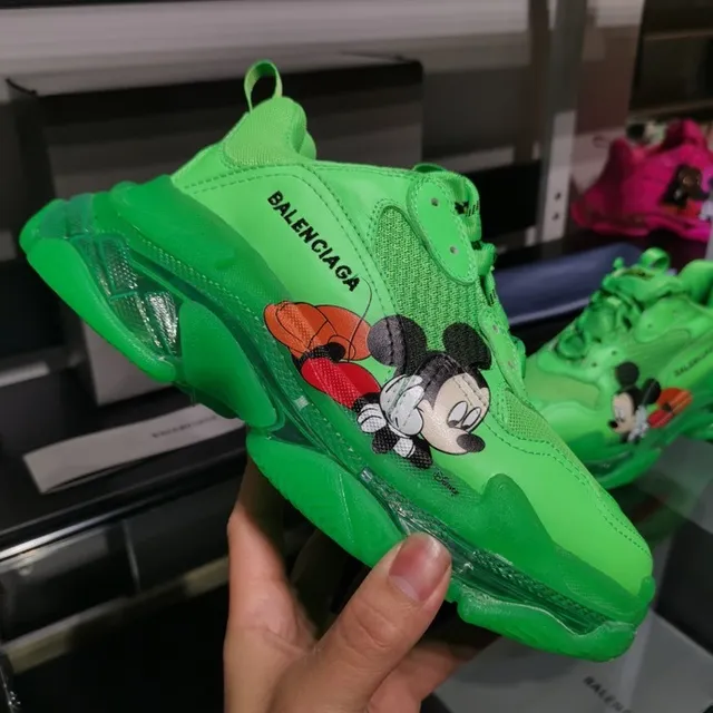 Balenciaga Triple S Sneakers Vert Néon Mickey Mouse Chunky 3