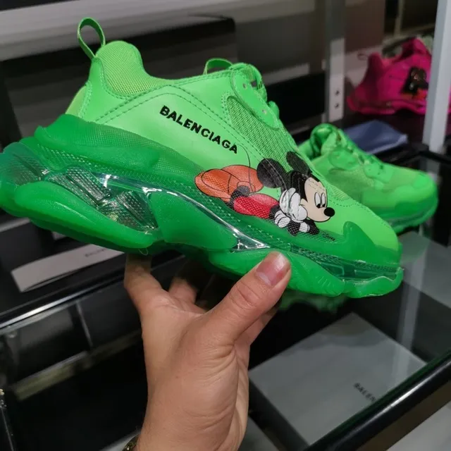 Balenciaga Triple S Sneakers Vert Néon Mickey Mouse Chunky 6