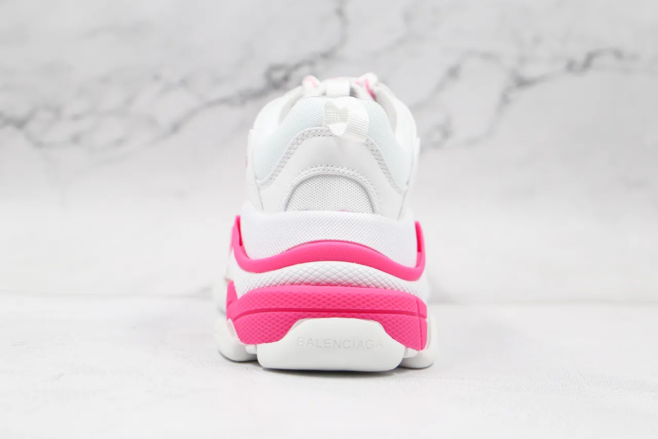 Balenciaga Triple S White and Pink Chunky Sneakers 2