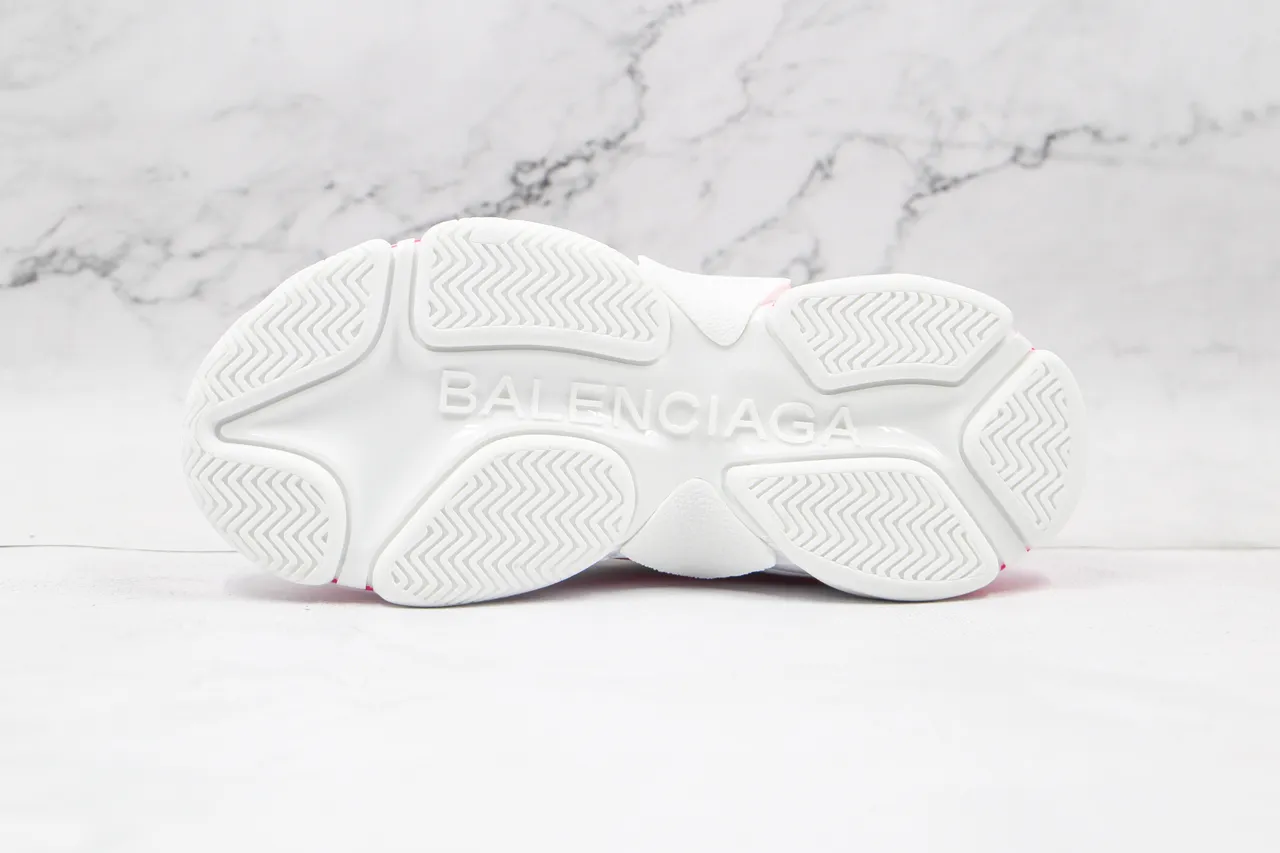 Balenciaga Triple S White and Pink Chunky Sneakers 3