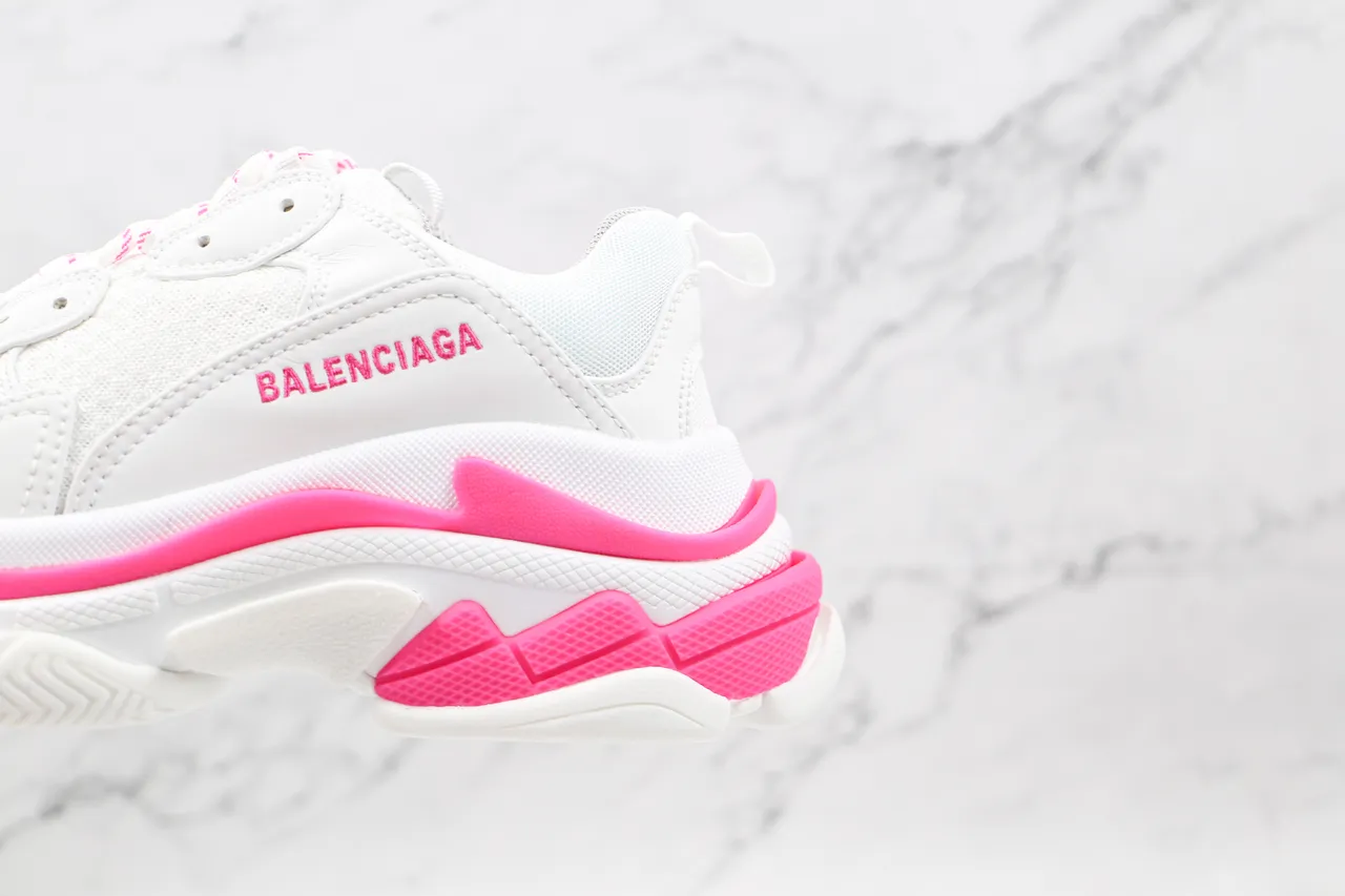 Balenciaga Triple S White and Pink Chunky Sneakers 4