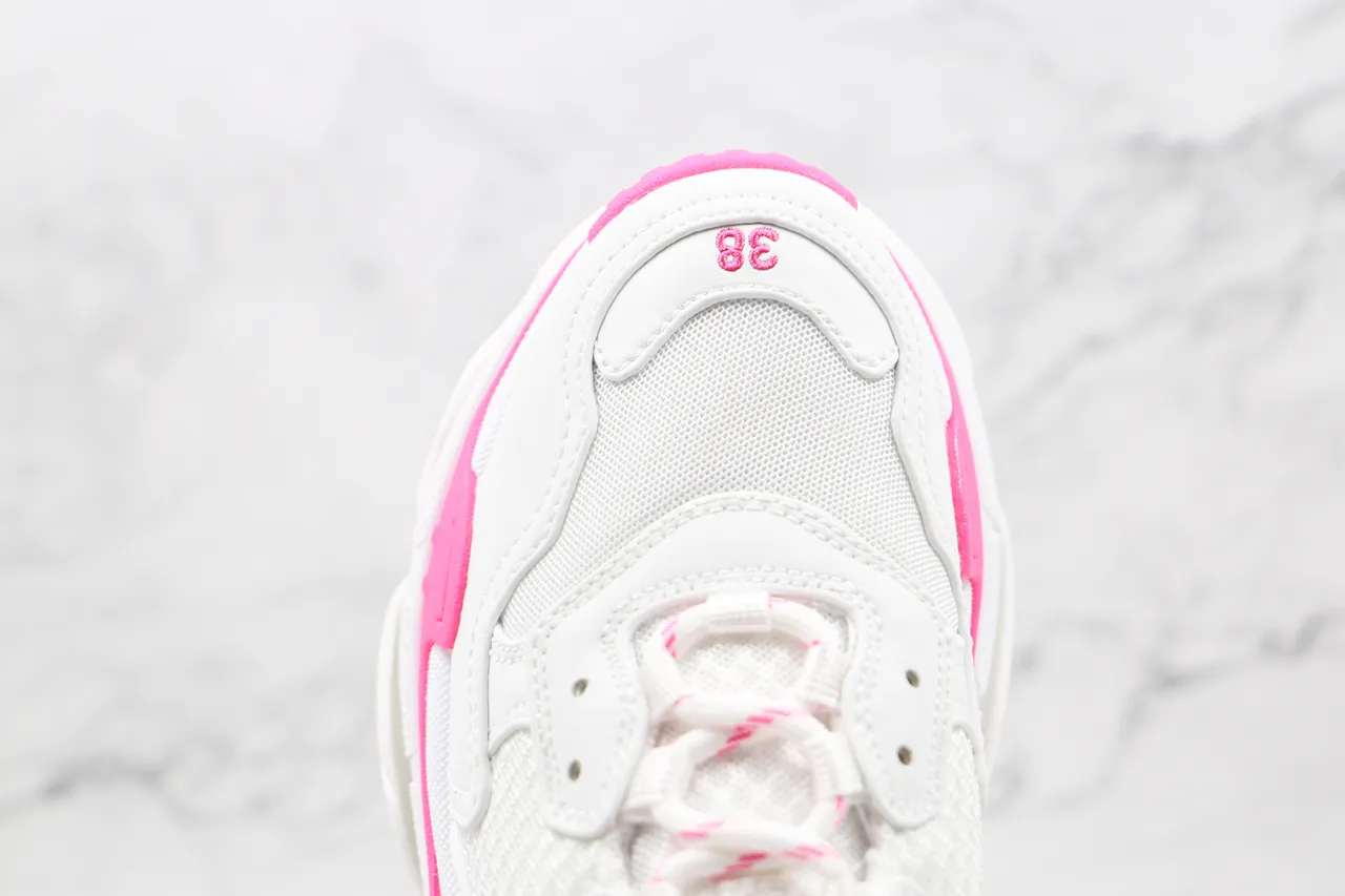 Balenciaga Triple S White and Pink Chunky Sneakers 5