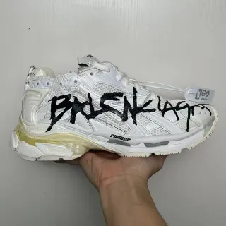 Balenciaga Solado Branco Preto Camada Graffiti-Print Tênis Chunky