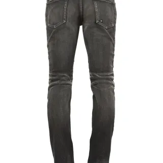 Balmain Biker-Style Distressed Charcoal Jeans