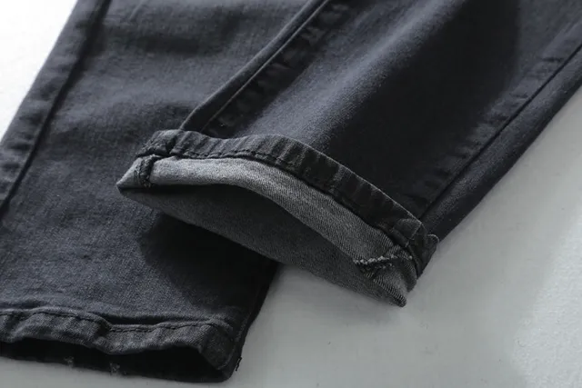 Balmain Biker-Style Distressed Charcoal Jeans 7