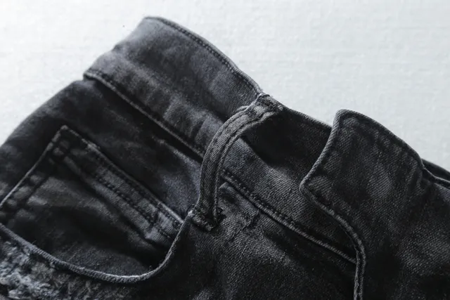 Balmain Biker-Style Distressed Charcoal Jeans 9