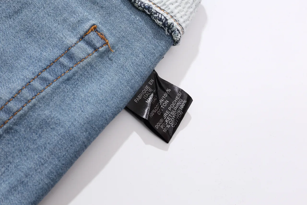 Balmain Moto-Panel Distressed Light Blue Denim Shorts 2