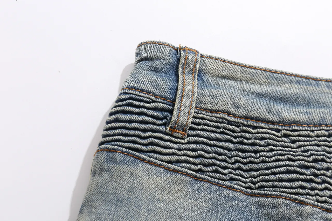 Balmain Moto-Panel Distressed Light Blue Denim Shorts 4