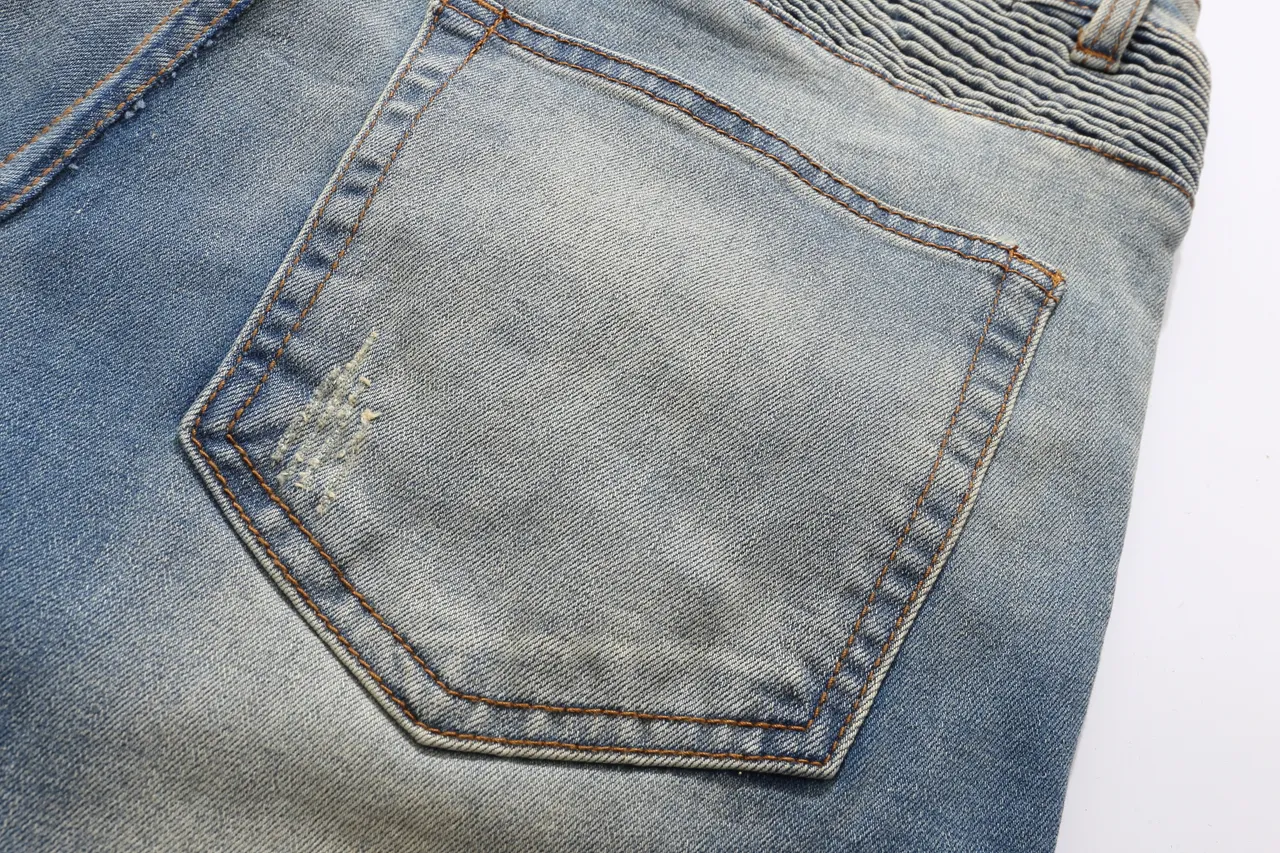 Balmain Moto-Panel Distressed Light Blue Denim Shorts 5