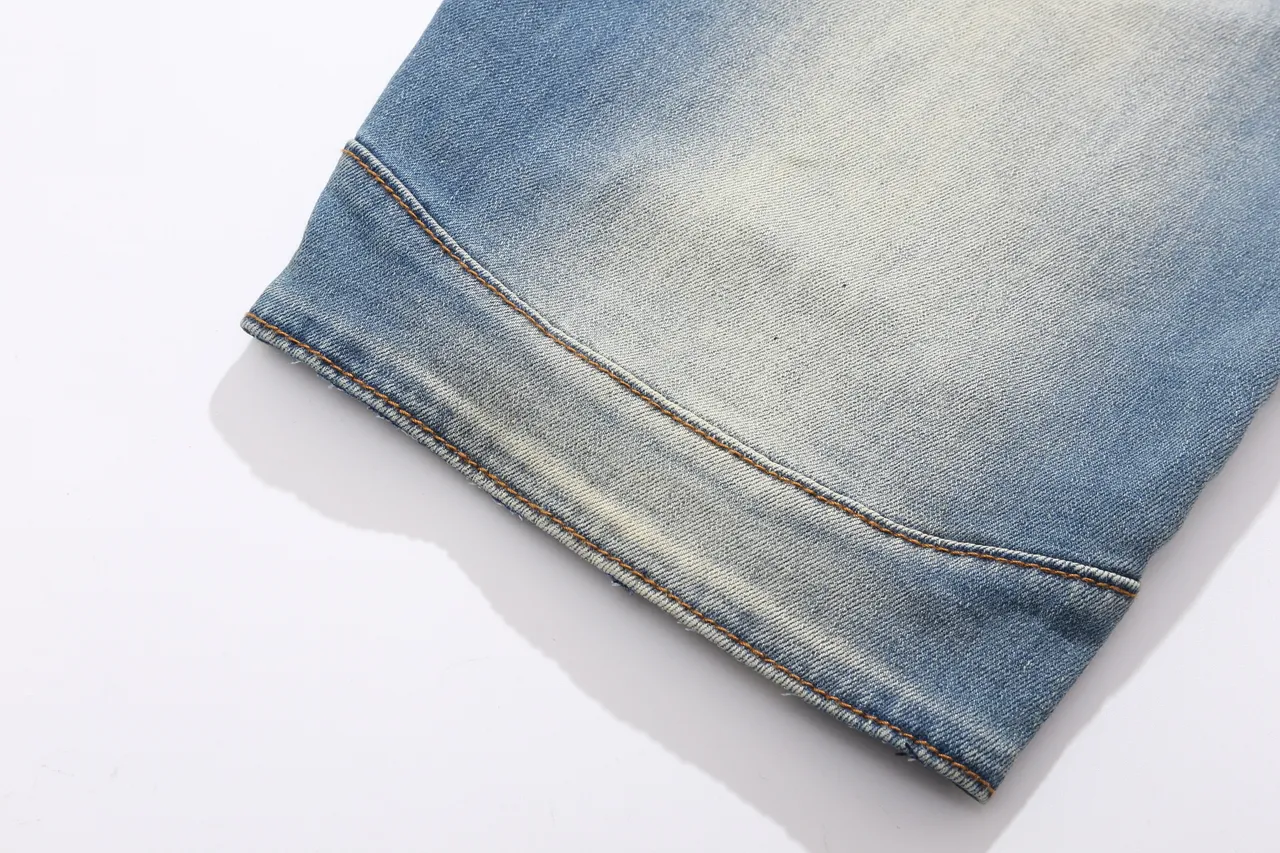Balmain Moto-Panel Distressed Light Blue Denim Shorts 7