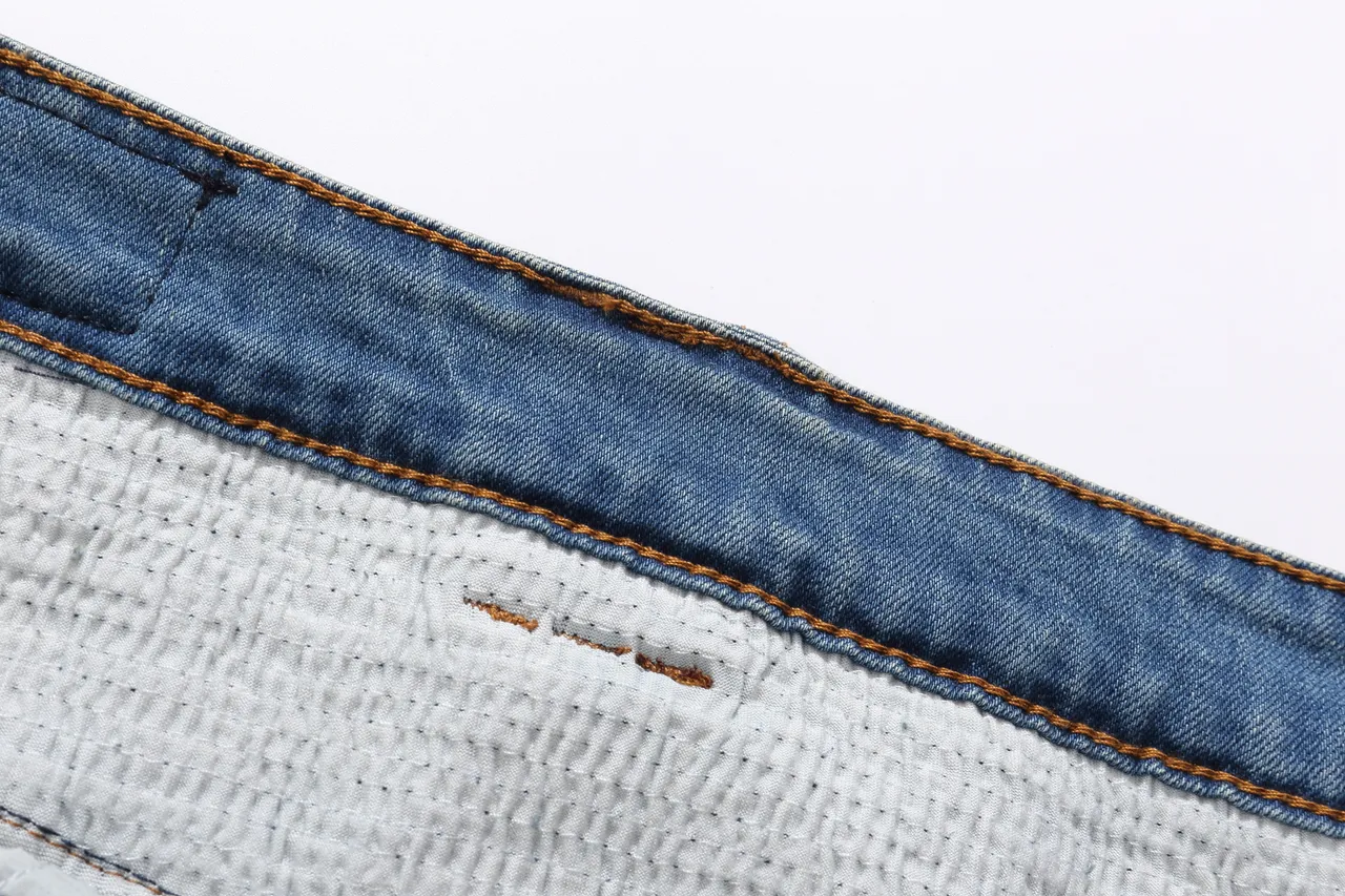 Balmain Moto-Panel Distressed Light Blue Denim Shorts 8